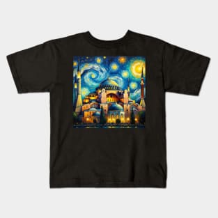 Hagia Sophia Istanbul Starry Night - Beautiful Iconic Places Kids T-Shirt